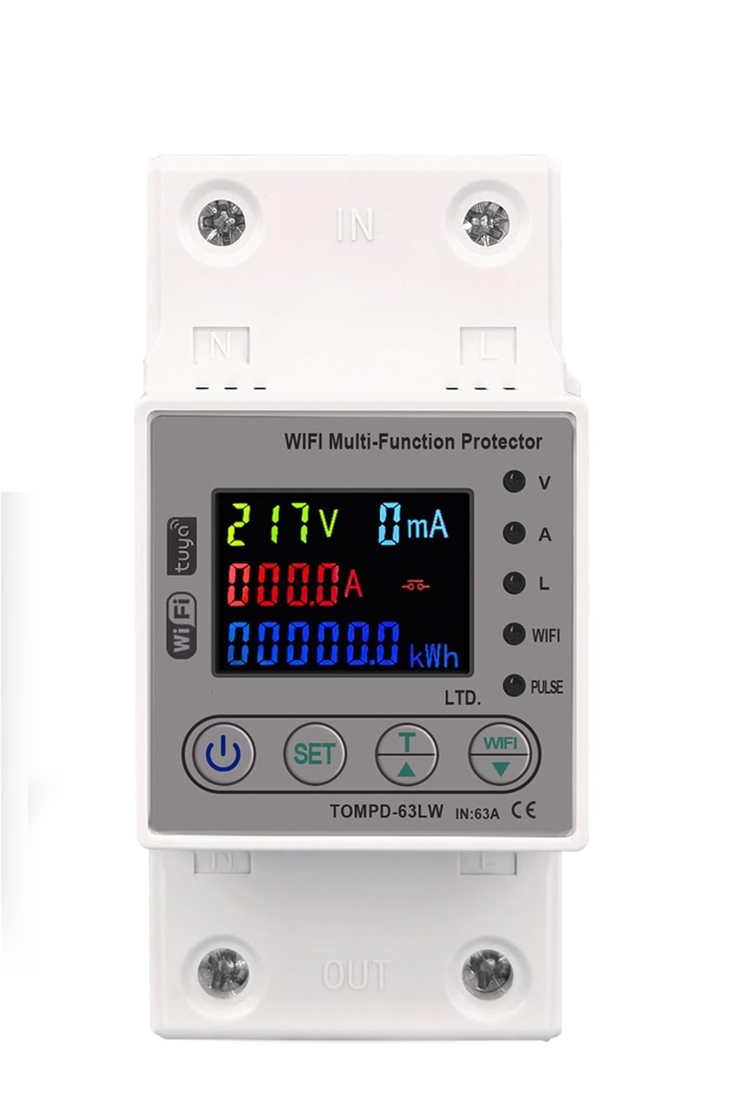 Inteligentny licznik energii 63A, wyłącznik pomiarowy, timer, 1 sztuka (bez WIFI 63A)