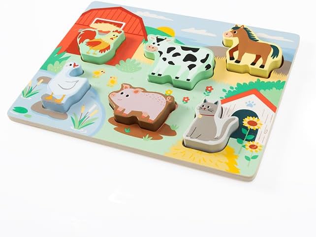 Fat Brain Toys Farm Textured Puzzle Baby Toys & Gifts for Ages 1 to 4