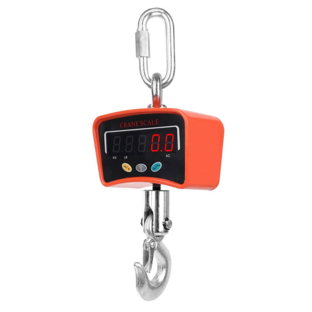 MYUYEE Hanging Scales Digital Weight Scale With Cast Aluminum Case Handheld Mini Crane Hooks For Farm Hunting Fishing Outdoor Electronic Hook (A-1000Kg/0.5Kg)