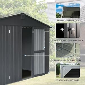 Domi Outdoor Storage Shed 11'x12.5', Metal Sheds Outdoor Storage with Lockable Doors & Air Vents for Patio Garden Lawn Backyard,Gray Domi Outdoor Storage Shed 11×125 Metal Sheds Outdoor Storage with Lockable Doors Air Vents for Patio Garden Lawn BackyardGray