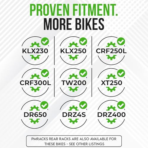 PMRACKS KLX300 / KLX300SM Rear Luggage Rack (2024-Present), Steel Cargo/Luggage Carrier, Low Profile Powder Coated Single Tube Frame, Compatible with Side Racks & Dry Bags, Motorcycle Accessories by Precision Motorcycle Racks - Used condition - Image 7