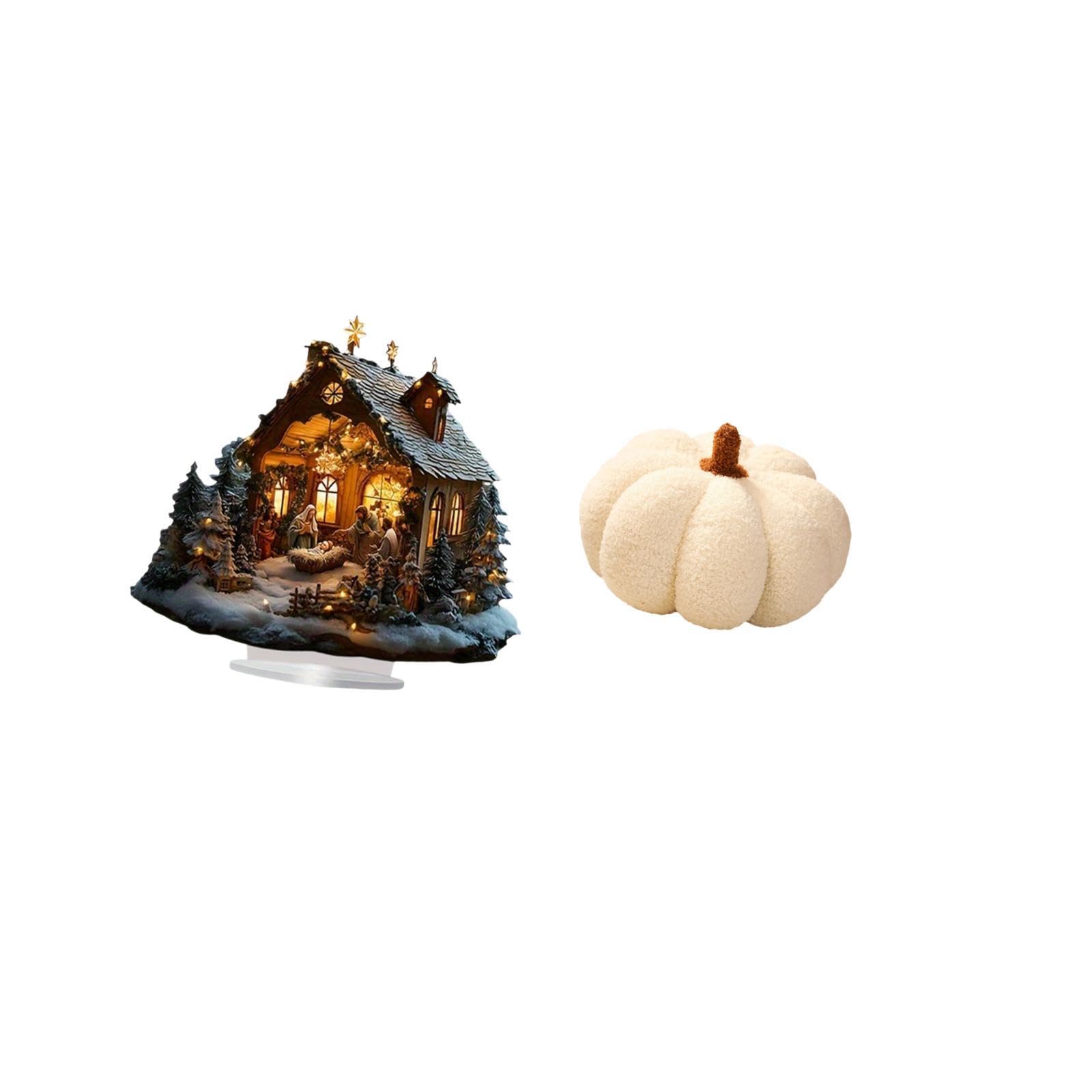 Acrylic Pumpkin Ornament Plush Décorative Table Cushion Freestanding Sofa Décorfor Party Home Bookshelf Festival Bedroom Room-image-16
