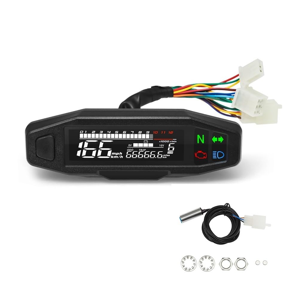 Digital Odometer Odometer Gauge Motorcycle Speedometer Oil Level Meter 12V Universal Tacho Panel with Signal Light Indicator