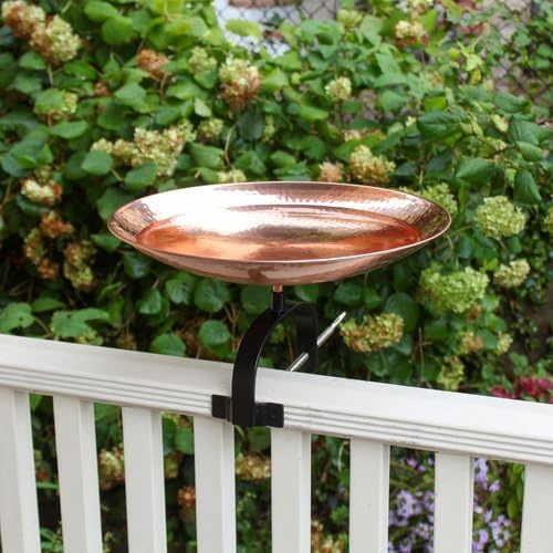 Polished Copper Birdbath & Over Railing Bracket