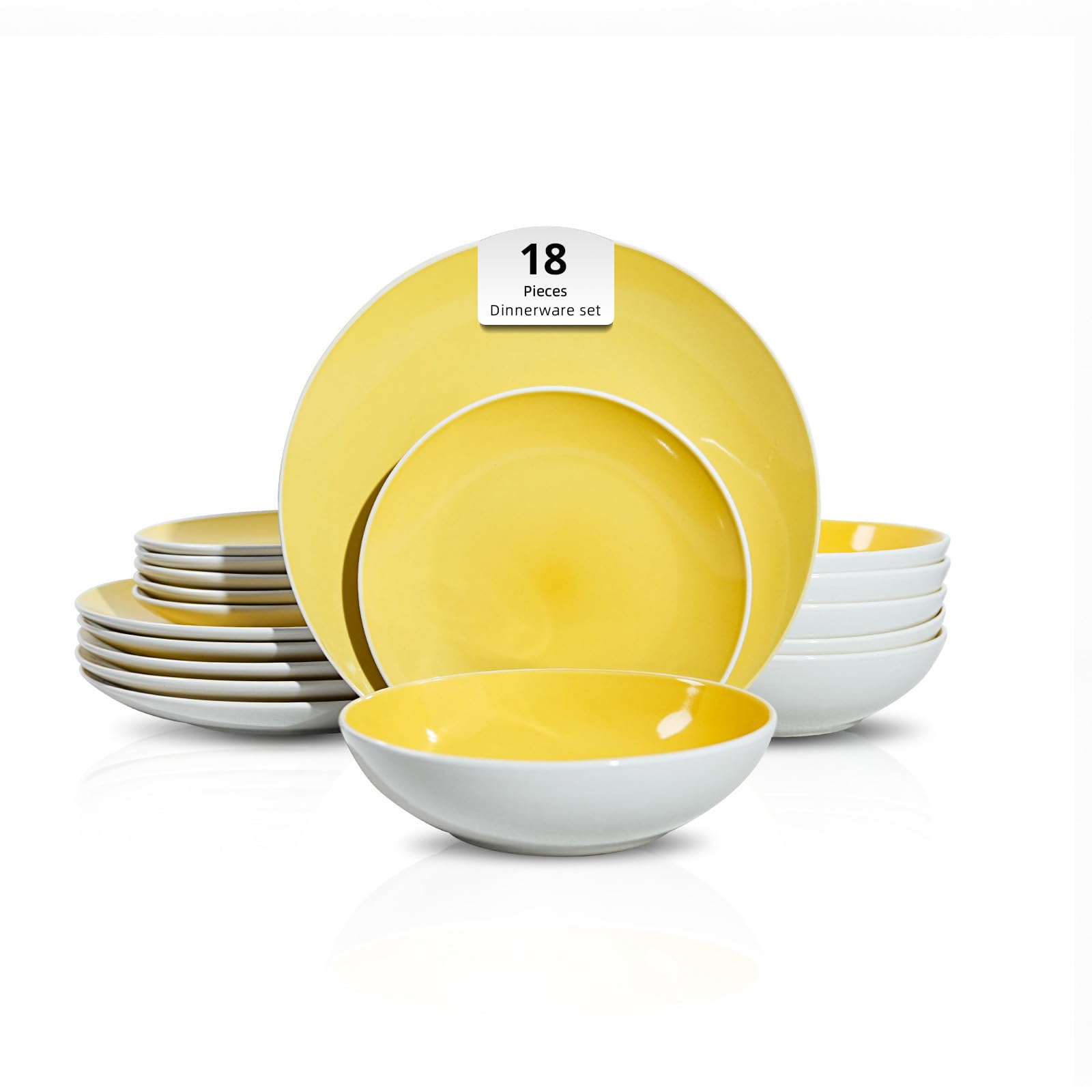 Amazon.com | HomeVss, Stoneware Coupe Shape 18pc Dinnerware Set