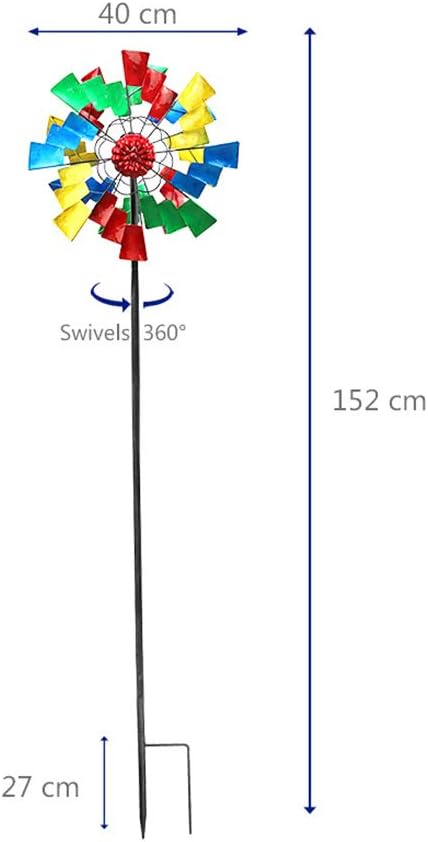 Wind Spinner Dual Direction Wind Spinner Reflective Painting&Rustless Metal for Outdoor Yard Patio Lawn & Garden Decorations Multi-Colour
