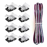 SUPERNIGHT 5 Pin LED Connector 8 Pack for Waterproof 12mm RGBW RGBWW 5050 LED Strip Lights, Strip to...