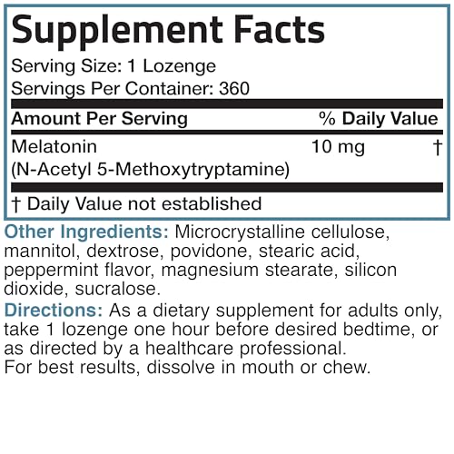 image for Bronson Melatonin 10 MG Fast Dissolve Peppermint Tablets, Promotes Rel