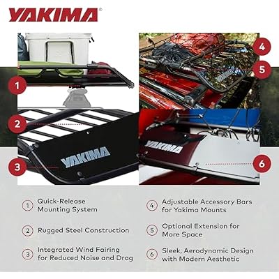 Yakima OffGrid Cargo Basket Steel Rooftop Carrier, Medium Size - Vehicle Roof Rack with Fairing, Quick Release Mount, and Universal Fit for Cars, SUVs, and Trucks