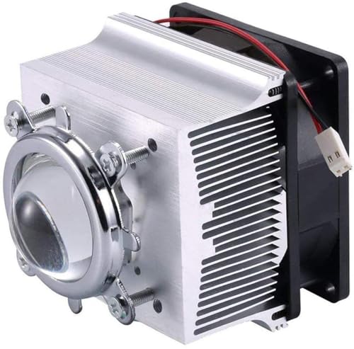 Aluminium Heatsink Cooling Fan with 44mm Lens 60 Degree for 50W-100W LED Chip (3.11" L x 3.11" W x 29mm H - Floodlight, Plant Growth Light)