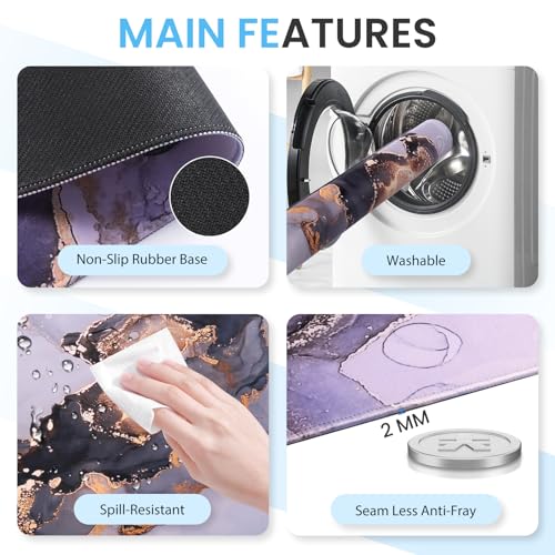 Anyshock Desk Pad Mat, Large Mouse Pad with Wrist Rest, Ergonomic Keyboard Wrist Support, XXL Carpal Tunnel Mousepad Set with Coaster, Computer Keyboard Matt for Laptop Desktop, White Gray Marble