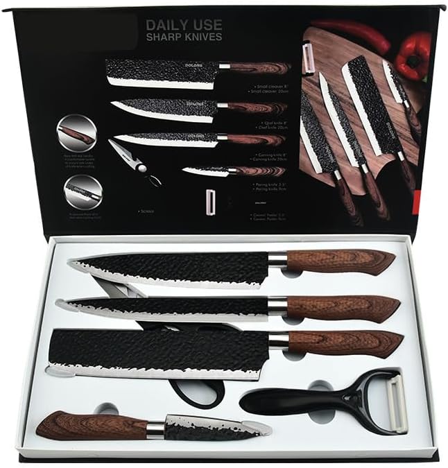 Set Cuchillos Cocina 6 Piezas Acero Inoxidable Madera miniatura 7