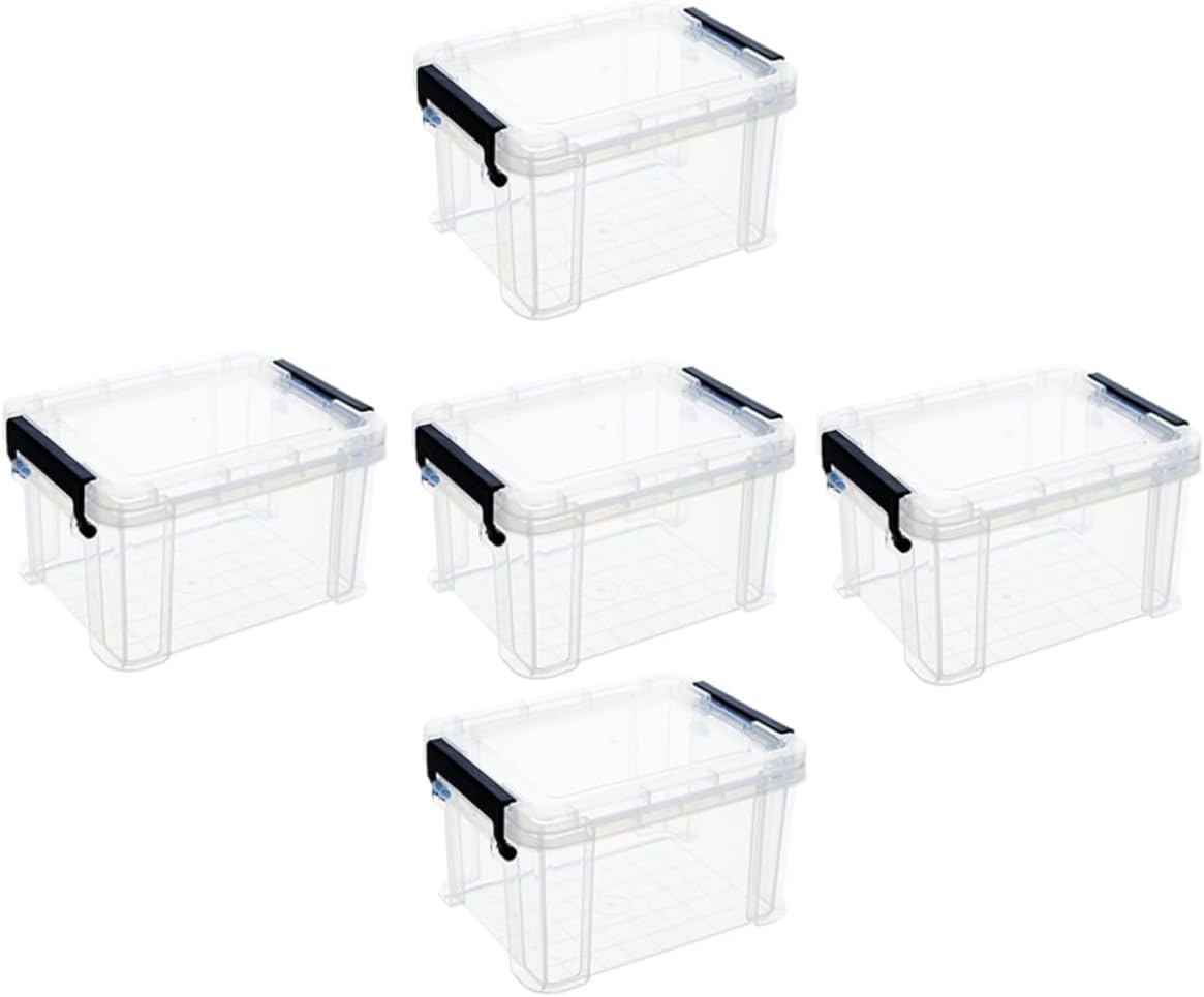 5pcs Mini Transparent Storage Bins with Lids Miniature Organizers for Toys Crafts and Office Supplies Portable Containers for Home and Utility