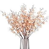 Rzoukler Orchid Artificial Flowers 6pcs Silk Dancing Lady Orchids 35.5' Long Stem Champagne Fake Orchid Faux Flower in Bulk for DIY Indoor Outdoor Home Kitchen Office Decor(Champagne)