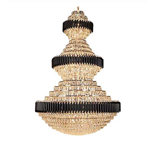 Preisvergleich Produktbild NBVCX Wohnaccessoires Top Treppenhaus Kronleuchter Beleuchtung Große Inneneinrichtung Kristalllampen Schwarz Leuchten Lobby Hotel LED-Leuchten Warmes Licht (3000K) Dia100XH150cm