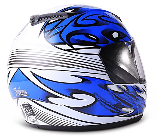 Typhoon Helmets Youth Kids Full Face Snowmobile Helmet Dot Dual Lens Snow Boys Girls - Blue (Small) #TOP1