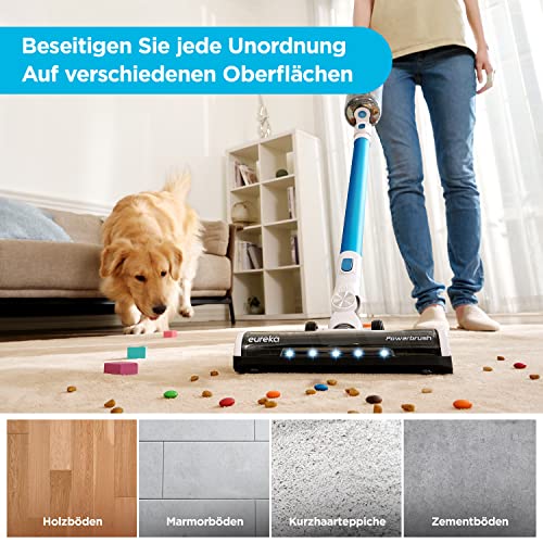 Eureka BR5 Akku Staubsauger Kabellos, 2 in 1 Kabelloser Staubsauger Leicht mit Bürstenloser Motor, 250W Starke Saugkraft, Leise Akkusauger für Hartböden und Teppiche – Bild 4