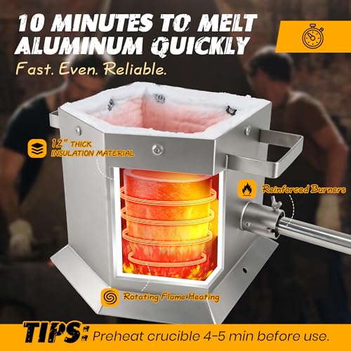 CANALHOUT 7KG Melting Furnace Kit,Heavy Duty Propane Smelting Furnace for Metal Casting, Fast Melt Foundry Furnace with Graphite Crucible, Dual Tongs, Gloves for Gold Silver Copper Aluminum by CANALHOUT - Image 4
