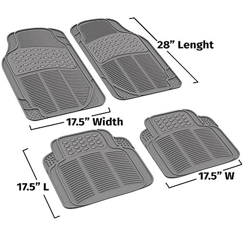 Oxgord Universal Fit Front/Rear 4-Piece Full Set Ridged Heavy Duty Rubber Floor Mat - (Gray) #TOP1