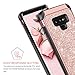 Note 9 Case, BENTOBEN Galaxy Note9 case 2 in 1 Bling Glitter Shockproof Two Layer Slim Protective Shiny Girl Women Faux Leather Hard Case Full Body Soft Bumper Phone Cover for Galaxy Note 9, Rose Gold
