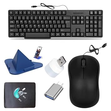 Mophonics K20 Keyboard, Mouse, Mouse Pad, C-OTG, Mobile Stand, 1W USB LED Bulb .(Set-6). Mophonics