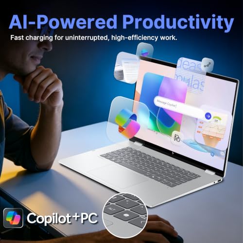 Image of HP OmniBook 7 Flip 2-in-1 16 inch OLED Touch Laptop, Intel Core Ultra 7 258V, 32GB LPDDR5X, 1.5TB Storage(512GB SSD+1TB Docking Station Set), Intel Arc Graphics, Wi-Fi 7, Copilot+ PC, Win 11, Silver