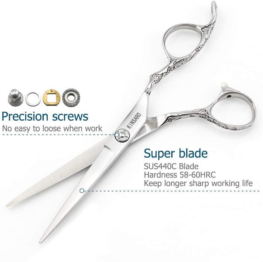 6 INCH Hair Cutting Scissors and 5.5 INCH Hair Thinning Shears Barber Scissors Professional 440C Kinsaro