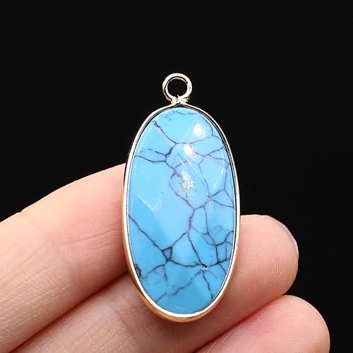 Miniatura 6 de 6 dijes de piedras de cristal natural, amatista, cuarzo, turquesa, ojo de tigre, colgantes para hacer joyas, collares, aretes, Piedra, Piedra