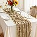 Otauoaea Tischläufer Khaki-Beige (1 Stück, 50x300 cm) - Rustikale Gaze Käsetuch Tischläufer im Bali-Gaze mit Faltenwurf für Hochzeit, Gartenparty, Brautparty, Geburtstag & Boho-Deko