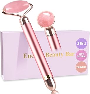 ZS ZESHIN 2-in-1 Vibrating Rose Quartz Jade Facial Roller & Eye Massager - Anti-Aging, Wrinkle Reduction, Glowing Skin