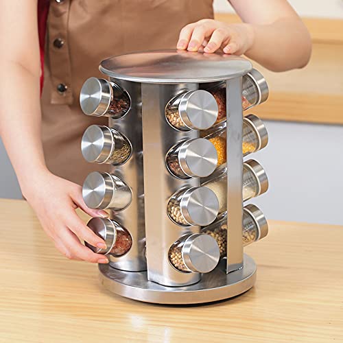 Porta Temperos Condimentos Giratório Inox 16 Potes (Inox)