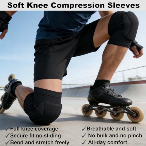Volleyball Knee Pads for Men Women Sports, Soft Knee Sleeve with Collison Avoidance Foam Pad for Basketball Football Baceball Soccer, Elastic Kneeling Pad for Dance Yoga MMA Muay Thai, Black M (1 Pair) by JYBTAA - Image 3
