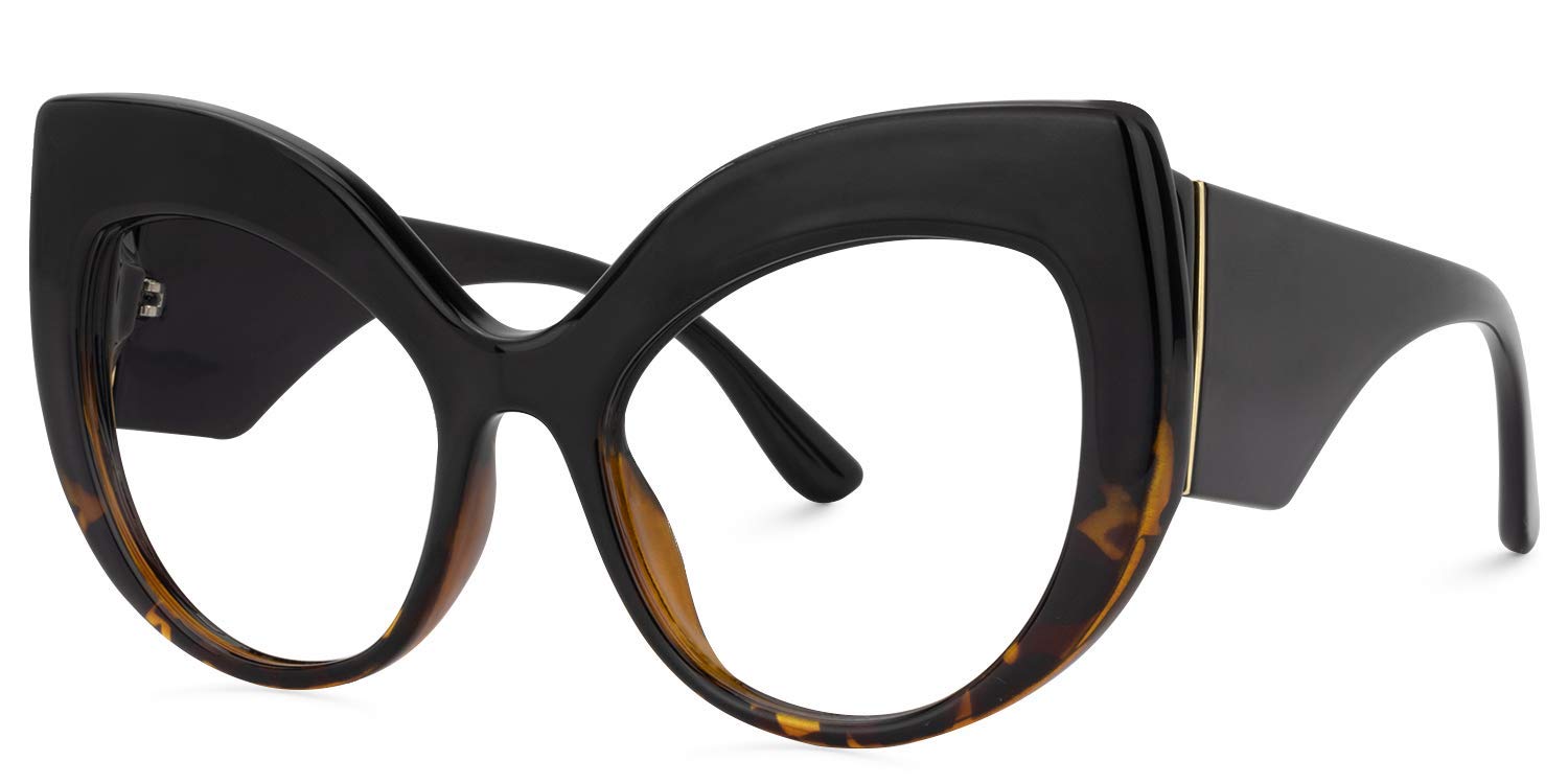 VOOGLAM Oversize Cat Eye Blue Light Blocking Glasses For Women Fashion Glasses Anti UV Eyestrain Eyewear Black/Tortoise