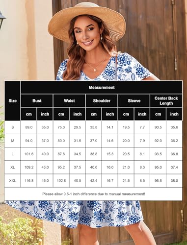 Image of Zeagoo Summer Tiered Mini Dress with Pockets Ruffle Sleeve V-Neck Casual Dress A Line Boho Flowy Sundress 2025 Vacation