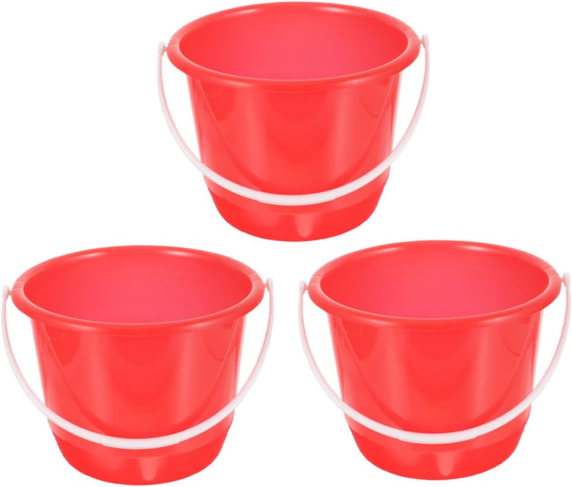 3pcs Multipurpose Plastic Buckets Handles for Home Garden and Car Washing Portable Utility Buckets for DIY Storage and Cleaning Tasks