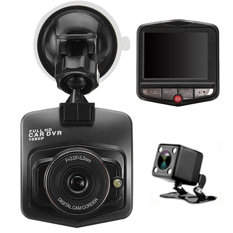 CLEGO D6 Dual Dash Camera - 1080P Full HD, 170° Wide Angle, Night Vision, Motion Detection, G-Sensor, Loop Recording, WDR, 2.4" LCD Screen, SD Card Upto 128 GB Supported