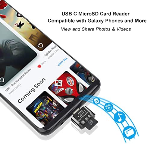 Micro SD Card Reader, USB C TF Card Reader, USB C to TF Memory Card Reader with USB C to USB Adapter Compatible with MacBook, Laptops, Android Phones