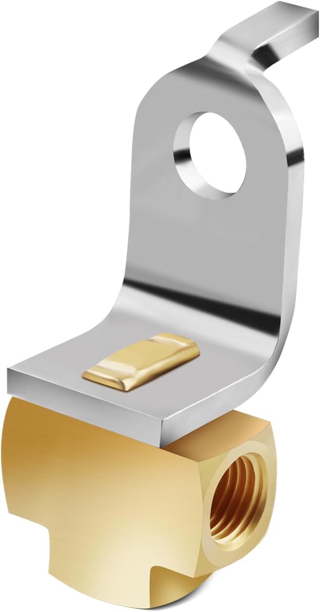 3-Way Brake Line Tee with Mounting Bracket,Brass Brake Line Fittings 3/16" for 3/8"-24 Threads Maintaining Brake System,Universial Brake Line Fittings for Fuel Line,Liquid Line