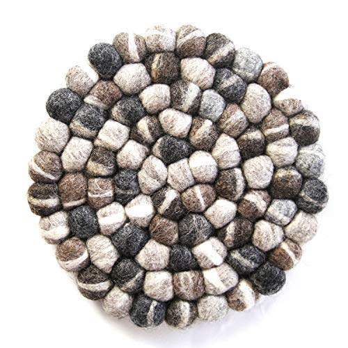 Global Crafts Hand Crafted Felt Ball Wool Trivet Mat from Nepal, 8