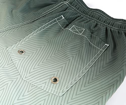 Eletop Men's Swim Trunks 9" Quick Dry Bathing Suit Swimming Board Shorts Mesh Lining Beach Swimwear Cargo Gradient Army Green K168 L #TOP4