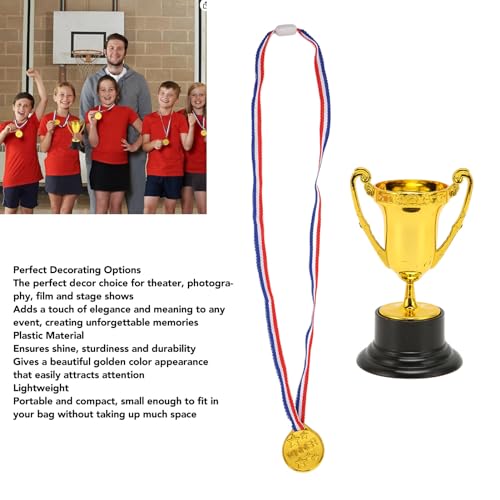 Mini Troféu Gold Awards, Lindo Copo de Troféu de Plástico Dourado, Compacto e Durável, Decorativo pa