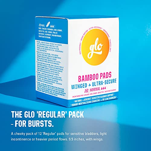 Glo Organic Bamboo Light Incontinence Pads Ultra Biodegradable For Sensitive Bladders & Periods - Superior Leak Protection And Comfort - 12 Count #TOP7