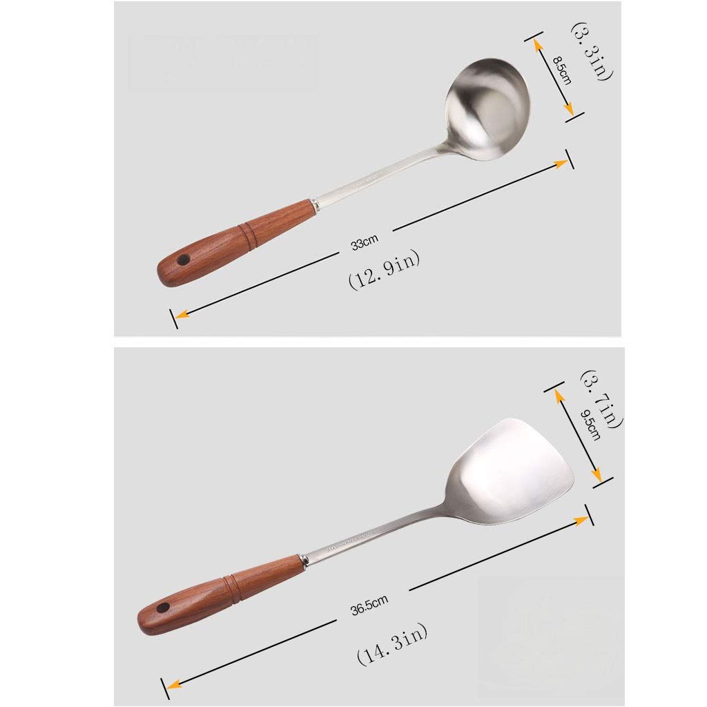 Espátula Juego de Utensilios de 2 Piezas, espátula de Acero Inoxidable, Cuchara, Utensilios de Cocina engrosados, Utensilios de Cocina de Dos Piezas, espátula de Cocina