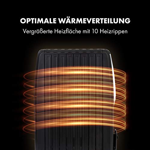 Klarstein Thermaxx Noir oil heater, power 2500 W, 3 degrees, temperature range: 10-30°C, 24-hour on/off timer, Double U-Shape heating pipe, MX-TthermalFin pattern with 10 heating ribs, black thumbnail 5