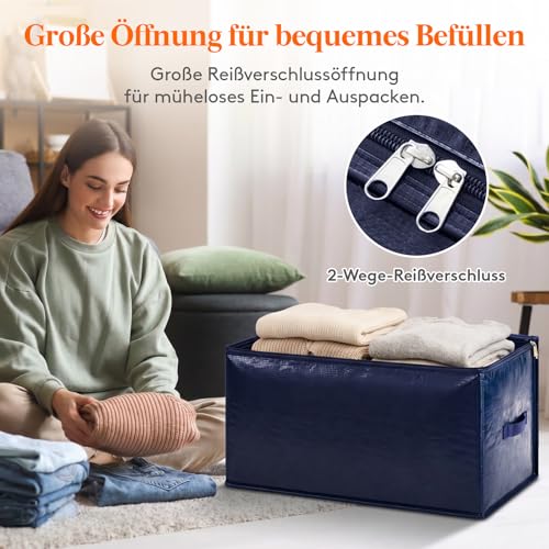 Lifewit 4 Stück 90L Umzugstaschen mit Griff, Aufbewahrungstasche für Bettdecken, Große Tasche mit Reißverschluss, Bettwäsche Aufbewahrung… – Ansicht 6