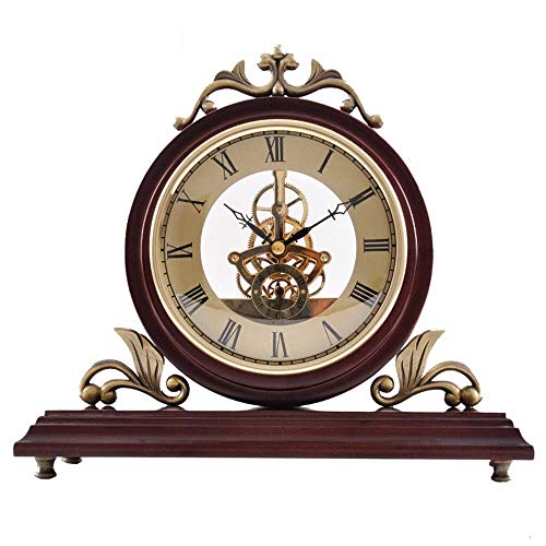 Reloj de chimenea de madera vintage a pilas para mesa y escritorio 2