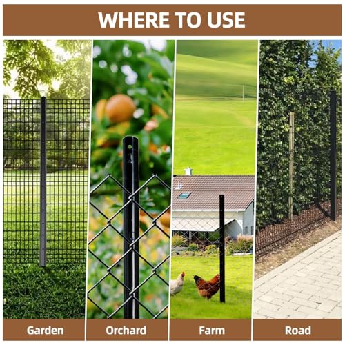 10 Pack Metal Fence Post, 6FT Heavy Duty Garden Fence Post for Wire Fence, Fence Posts No Dig U Post for Lawn, Garden, Farm by DCLFIRMX - Image 7