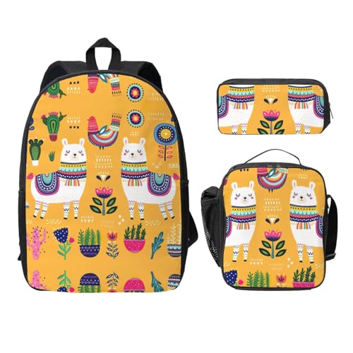 Sac à dos alpaga noir EdWal ensemble 3 pièces léger pour la rentrée scolaire