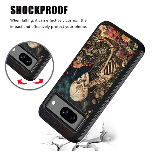 Coque Google Pixel 8a antichoc à motif tête de mort fleur - 3