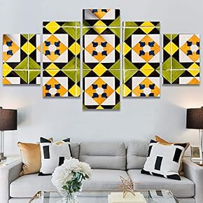 SIGNWIN 5 Panel Canvas Wall Art Linear Patterns...